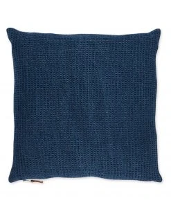 Adelene Simple Cloth Linen Waffle Knit Pillow In Indigo