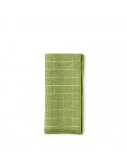 Adelene Simple Cloth Linen Windowpane Check Napkin In Green