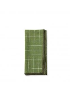 Adelene Simple Cloth All Linens Linen Windowpane Check Napkin In Dark Green