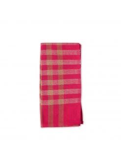 All Roads Grid Napkin In Fuschia (Set Of 2) All Linens