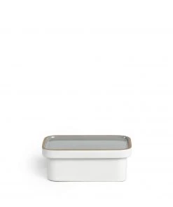 Heath Clay Studio Butter Dish In Light Gray Whale And Opaque White