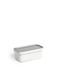 Heath Clay Studio Butter Dish In Light Gray Whale And Opaque White
