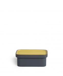 Heath Clay Studio Accessories Butter Dish In Ochre And Indigo