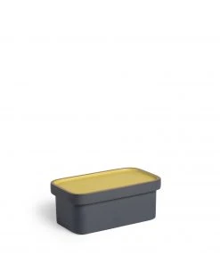 Heath Clay Studio Accessories Butter Dish In Ochre And Indigo