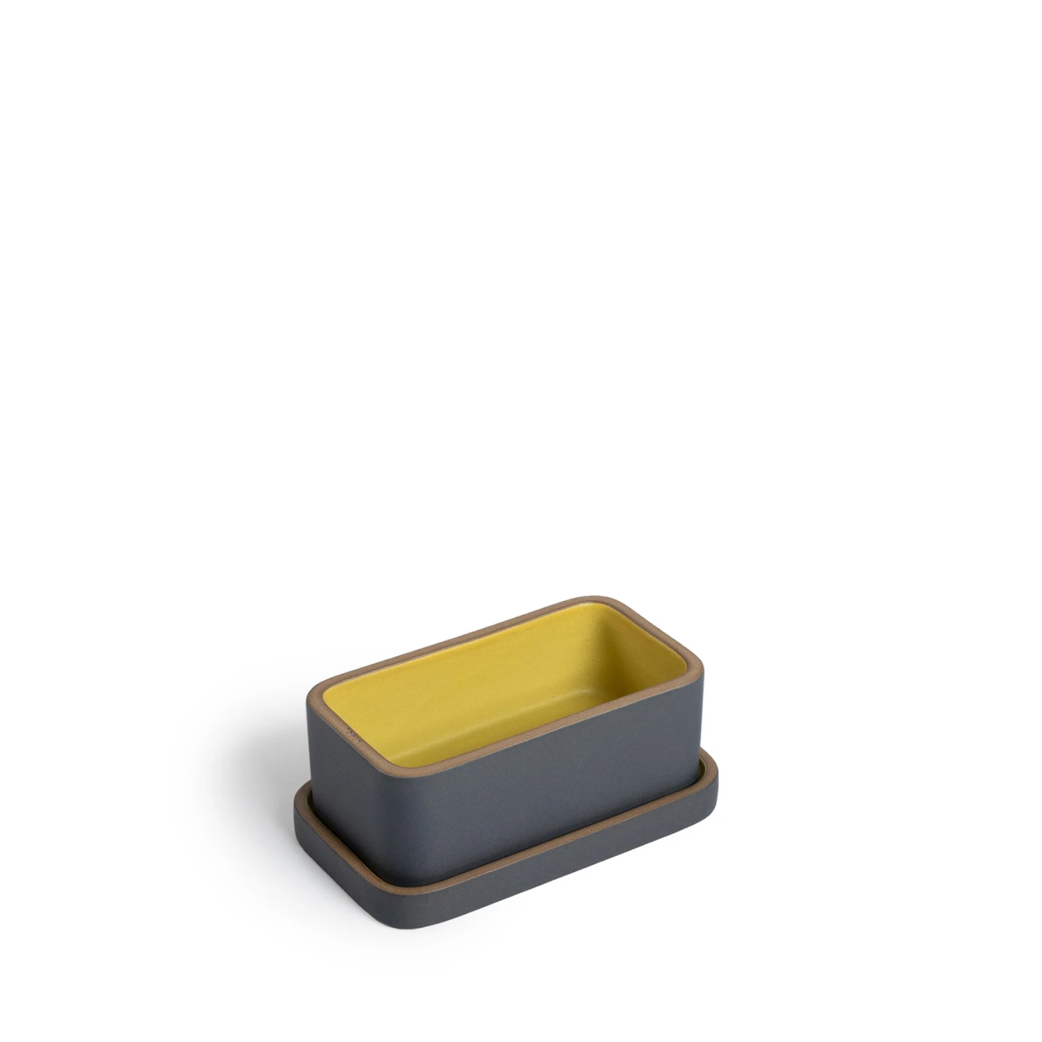 Heath Clay Studio Accessories Butter Dish In Ochre And Indigo Heath Clay Studio Accessories Butter Dish In Ochre And Indigo