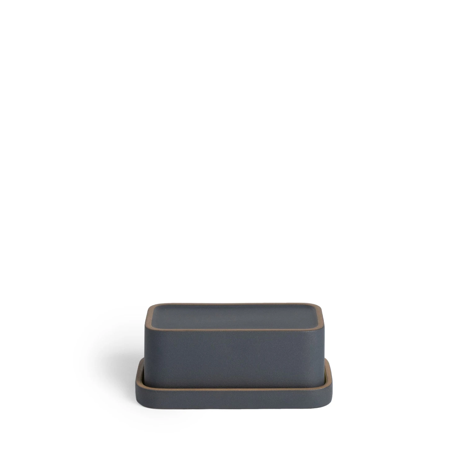 Heath Clay Studio Accessories Butter Dish In Ochre And Indigo Heath Clay Studio Accessories Butter Dish In Ochre And Indigo