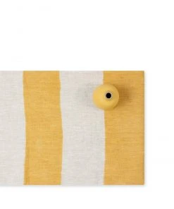 Cathy Callahan Linen Hand-Painted Stripes Runner In Sunflower New