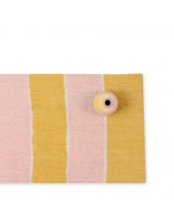 Cathy Callahan Linen Hand-Painted Stripes Runner In Sunflower/Peach