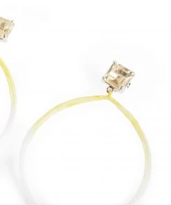 Dorian Webb Citrine Post Earrings With Enameled Hoop