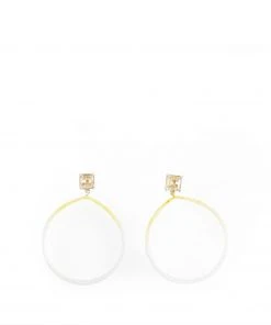 Dorian Webb Citrine Post Earrings With Enameled Hoop
