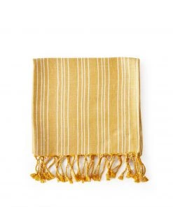 Garza Marfa Registry Essentials Cotton Linen Ticking Stripe Tea Towel In Marigold