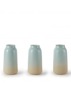Heath Clay Studio Tall Vase In Aqua And Barley