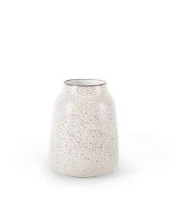 Heath Clay Studio Accessories Wide Vase In Opaque White And Matte Brown