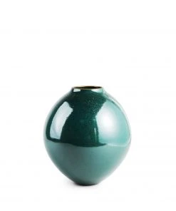 Heath Clay Studio Hand Thrown Large Round Vase In Soapstone And Emerald Vases