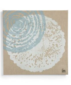 Heath + House Industries Linen Screen Print In White And Blue Vases & Objects