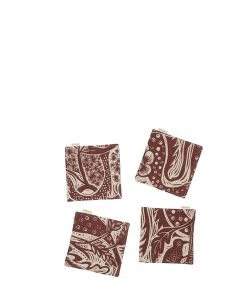 Heath Sews Studio Wren Coaster In Burgundy (Set Of 4)