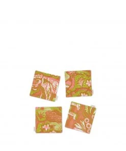 Heath Sews Studio New Tyger Tyger Coaster In Chartreuse/Rose (Set Of 4)