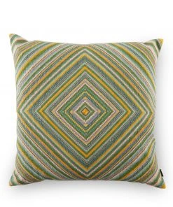 Kissweh Petra Squares Pillow In Green Pillows & Throws
