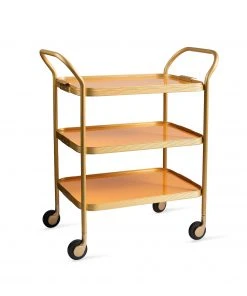 Kaymet 3-Tier Ribbed Trolley In Signal Orange & Gold