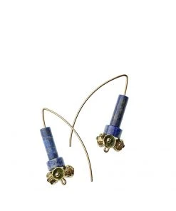 Kirsten Muenster Lapis Lazuli Earrings With Yellow Bronze Pod Beads