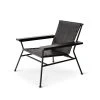 Garza Marfa Saddle Leather Arm Chair In Black With Black Satin Base