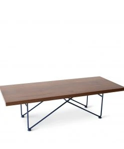 Garza Marfa Walnut Coffee Table With Sapphire Blue Base Furniture