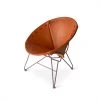 Garza Marfa Saddle Leather Round Chair In Natural With Mauve Base Furniture