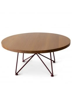 Garza Marfa Quarter Sawn Oak Cocktail Table With Wine Red Base