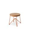 Garza Marfa Furniture Quarter Sawn Oak Stool With Red Orange Base