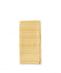 Garza Marfa Cotton Linen Small Ticking Stripe Napkins In Marigold (Set Of 4) Registry Essentials