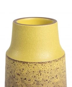 Heath Clay Studio Neck Vase In Ochre And Matte Brown Vases