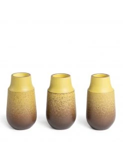 Heath Clay Studio Neck Vase In Ochre And Matte Brown Vases