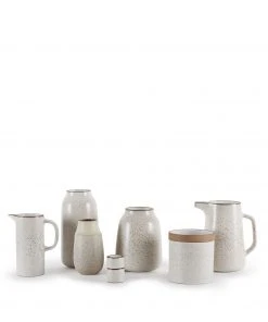 Heath Clay Studio Neck Vase In Vanilla Bean And Matte Brown