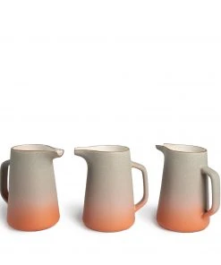 Heath Clay Studio Large Pitcher In Fog And Tangerine