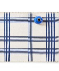 Studiopatró Wilde Linen Plaid Runner In Blue