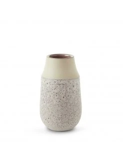 Heath Clay Studio Neck Vase In Vanilla Bean And Matte Brown
