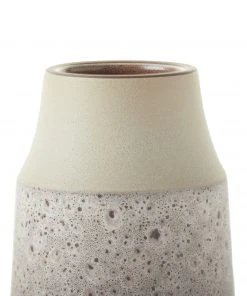 Heath Clay Studio Neck Vase In Vanilla Bean And Matte Brown