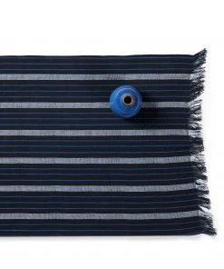Tensira Cotton Striped Runner In Blue/Black All Linens