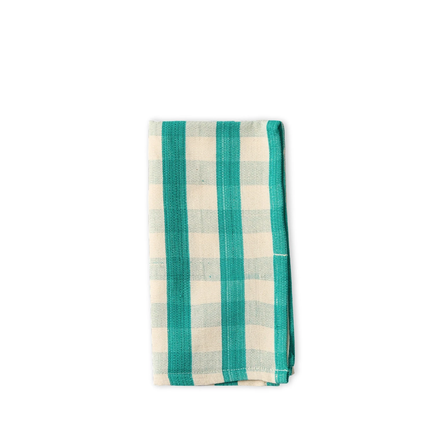 Tensira Cotton Check Napkin In Green And Off White New Tensira Cotton Check Napkin In Green And Off White New