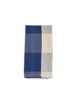 Tensira New Cotton Check Napkin In Navy Blue And Off White