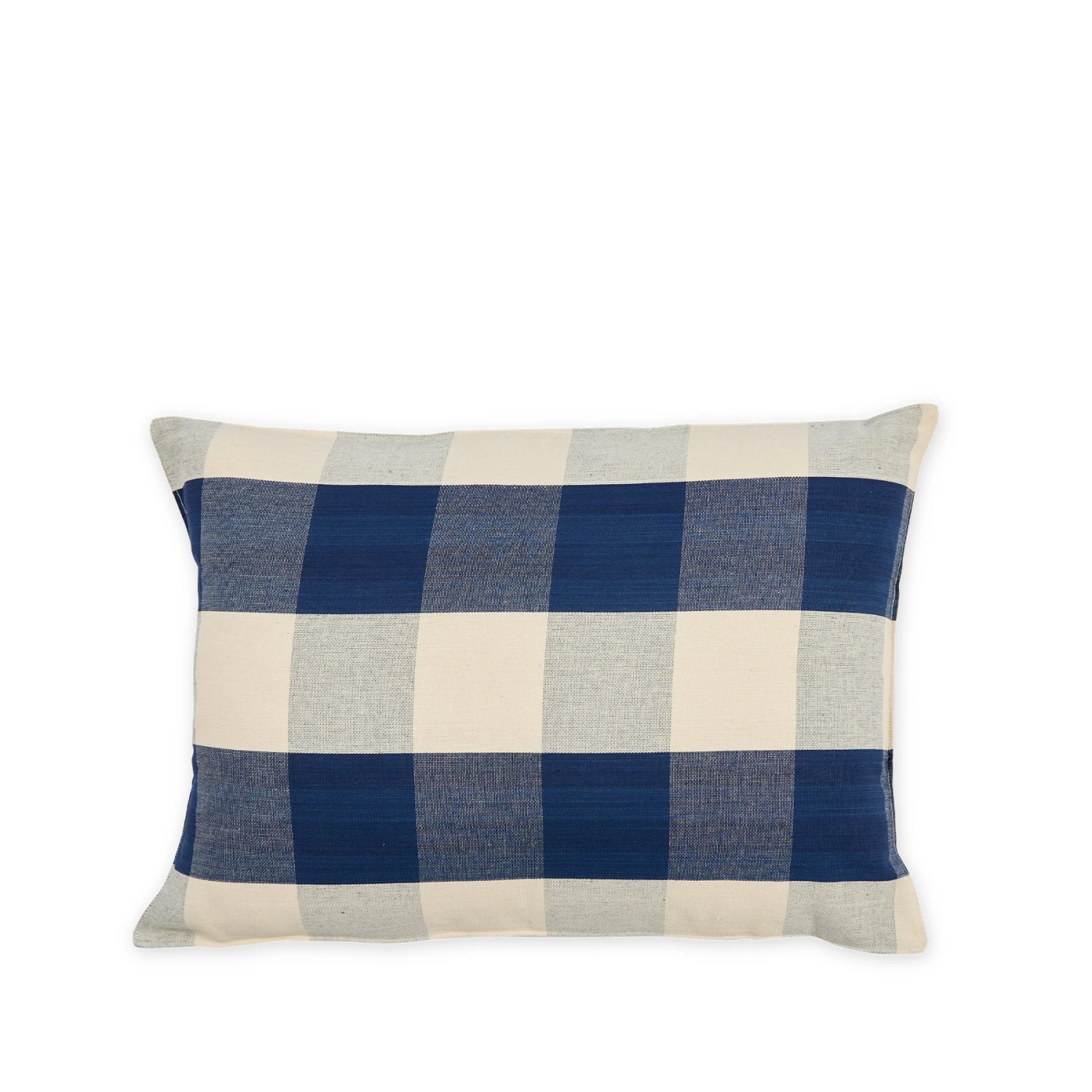 Tensira New Cotton Check Pillow In Navy Blue And Off-White 1 Tensira New Cotton Check Pillow In Navy Blue And Off-White