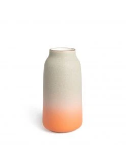 Heath Clay Studio Accessories Tall Vase In Fog And Tangerine