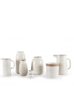 Heath Clay Studio Accessories Wide Vase In Opaque White And Matte Brown