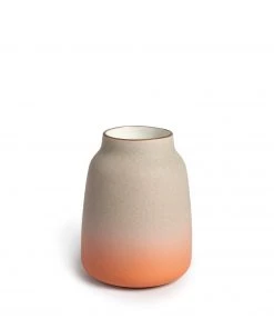 Heath Clay Studio Accessories Wide Vase In Fog And Tangerine