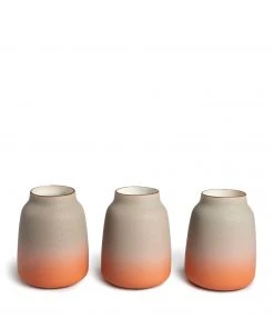 Heath Clay Studio Accessories Wide Vase In Fog And Tangerine