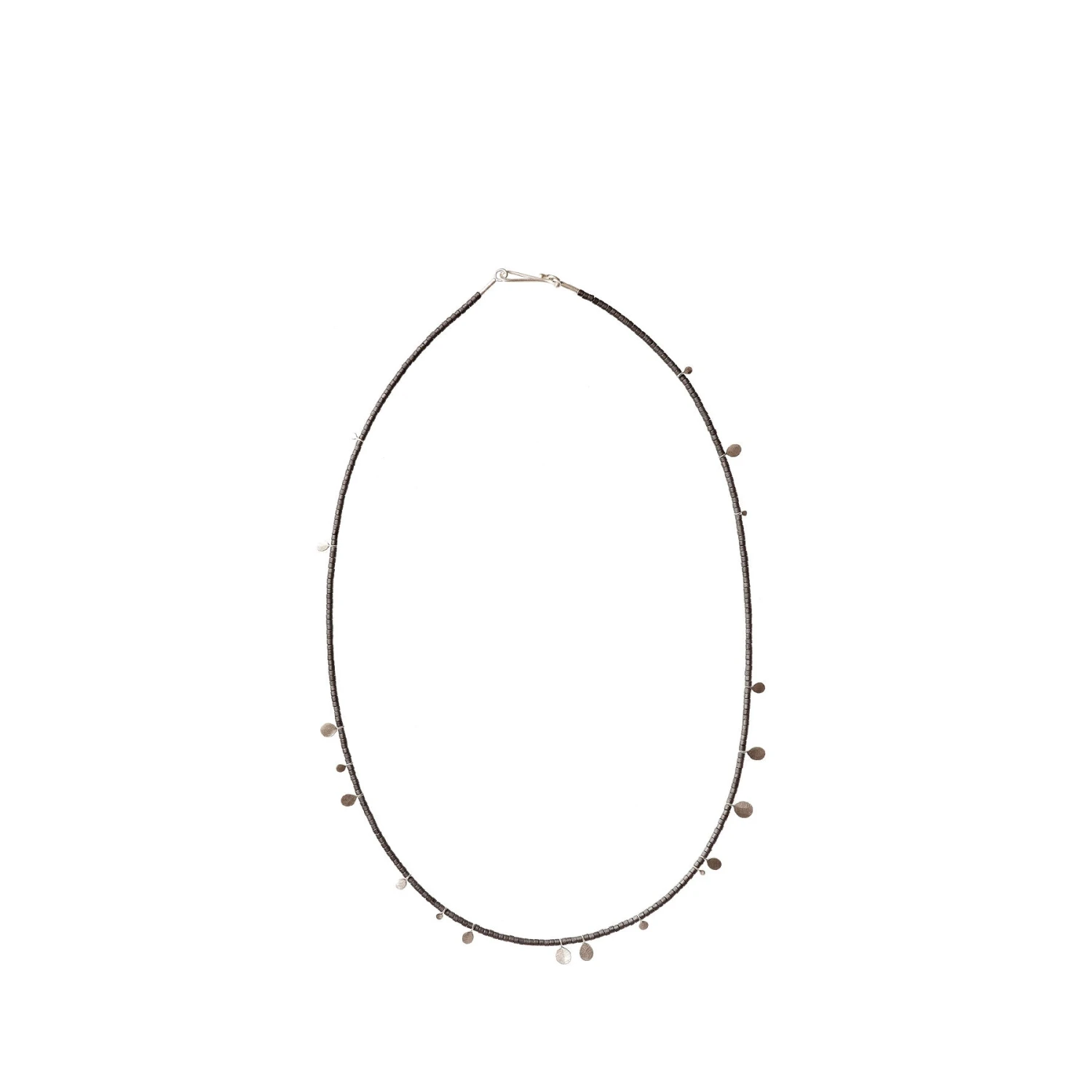 Julia Turner Diane Necklace In Grey With Sterling Drops 1 Julia Turner Diane Necklace In Grey With Sterling Drops