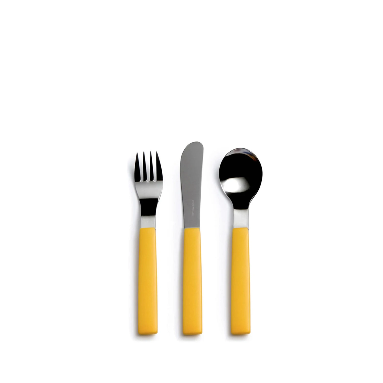 David Mellor Heath Kids Flatware Set With Yellow Handles David Mellor Heath Kids Flatware Set With Yellow Handles