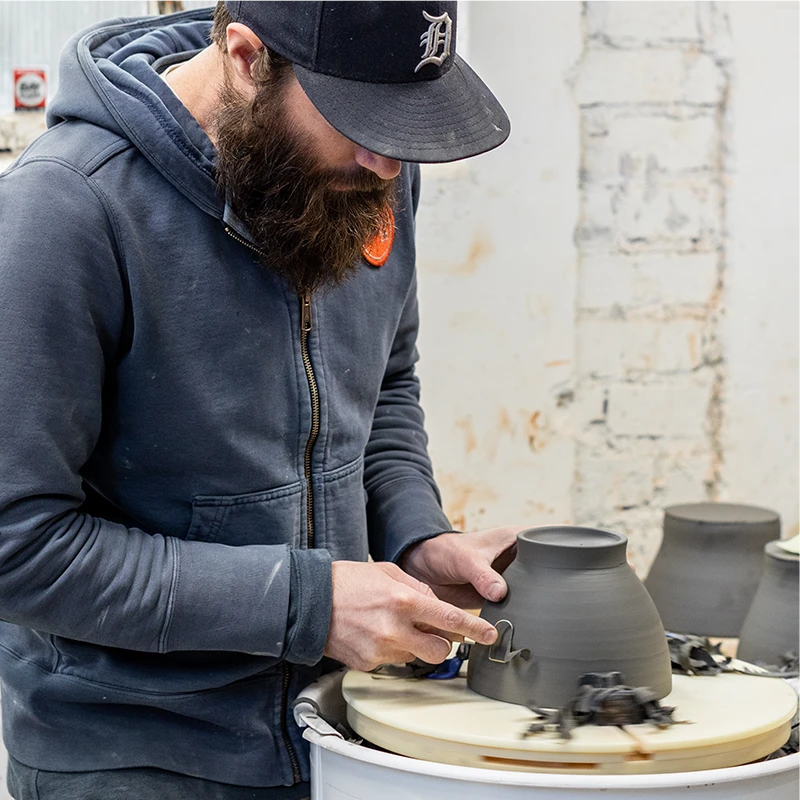 Heath Clay Studio Tall Vase In Aqua And Barley 5 Heath Clay Studio Tall Vase In Aqua And Barley