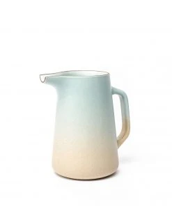 Heath Clay Studio Large Pitcher In Aqua And Barley All Dinnerware