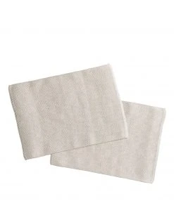 Växbo Lin Registry Essentials Linen Rutig Strandrag Placemats In White (Set Of 2)